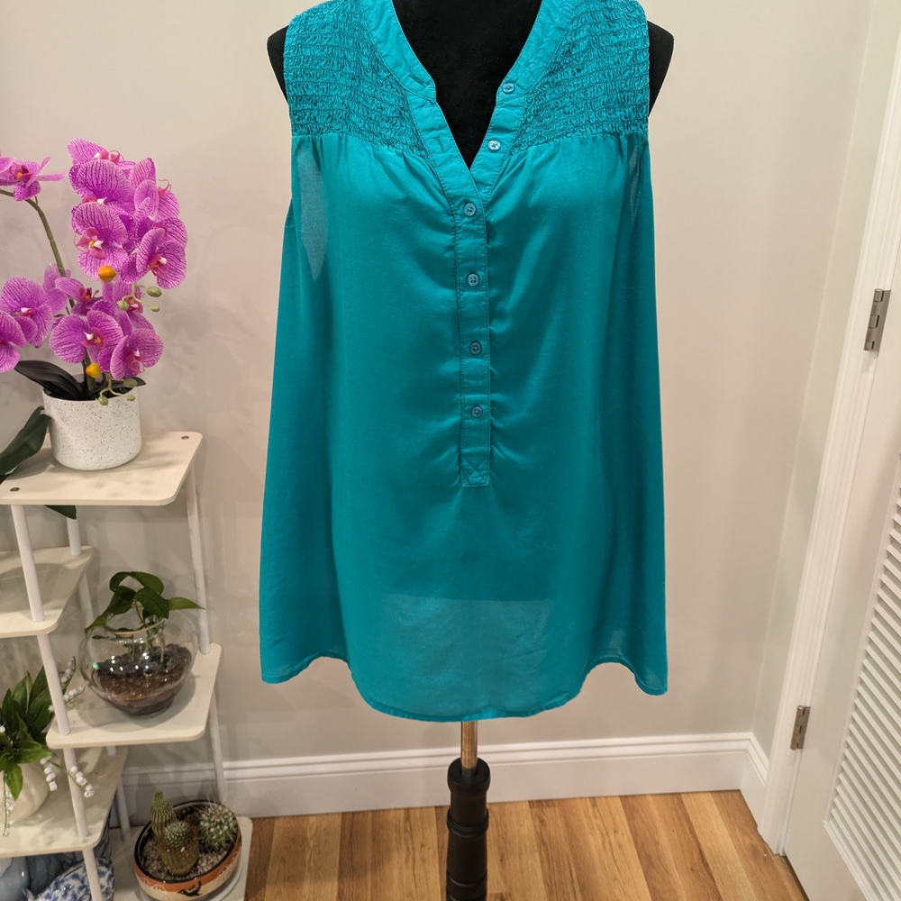 Faded Glory Green Sleeveless Blouse XXL (20)